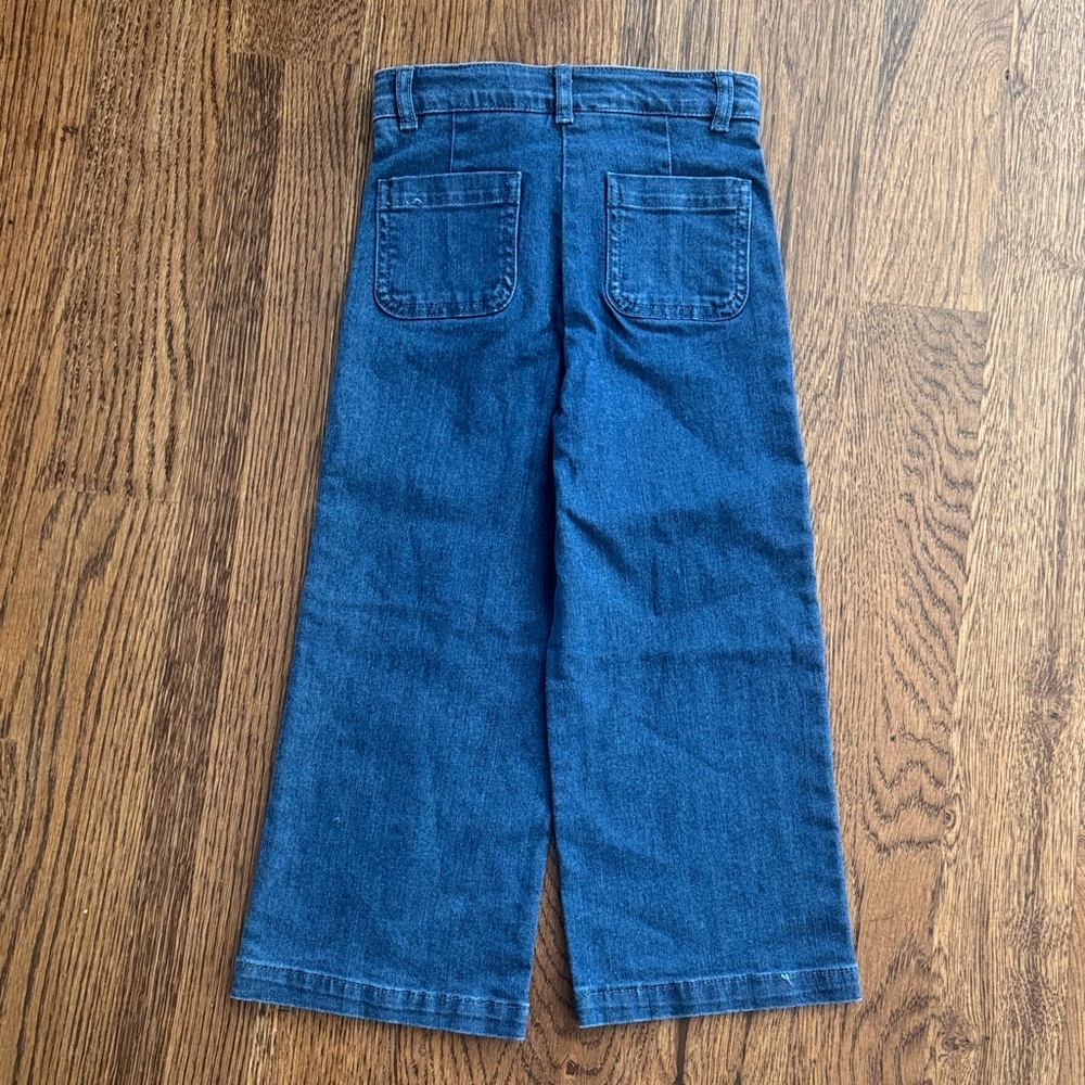 Jacadi Paris Blue Jeans with Pink Trim Ruffle Pocket Detail - Picture 12 of 15